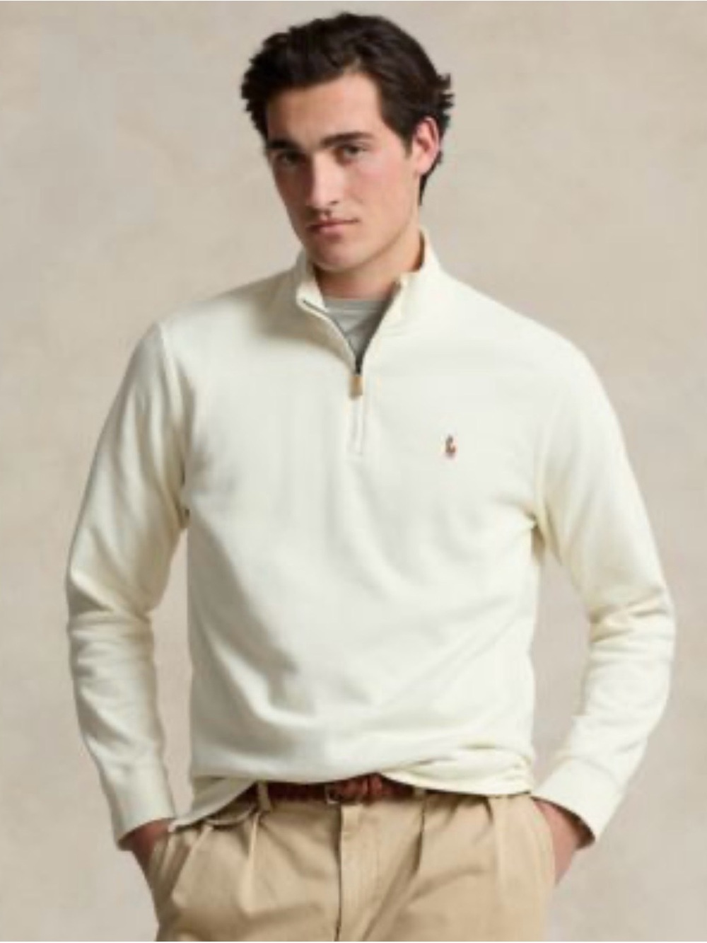 Polo by Ralph Lauren  men’s  casual Ivory Quarter-Zip Pullover size M